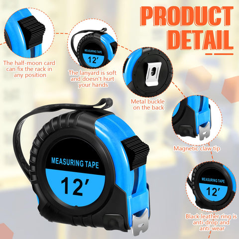 Copkim self-locking 12 ft tape measure with blue housing.