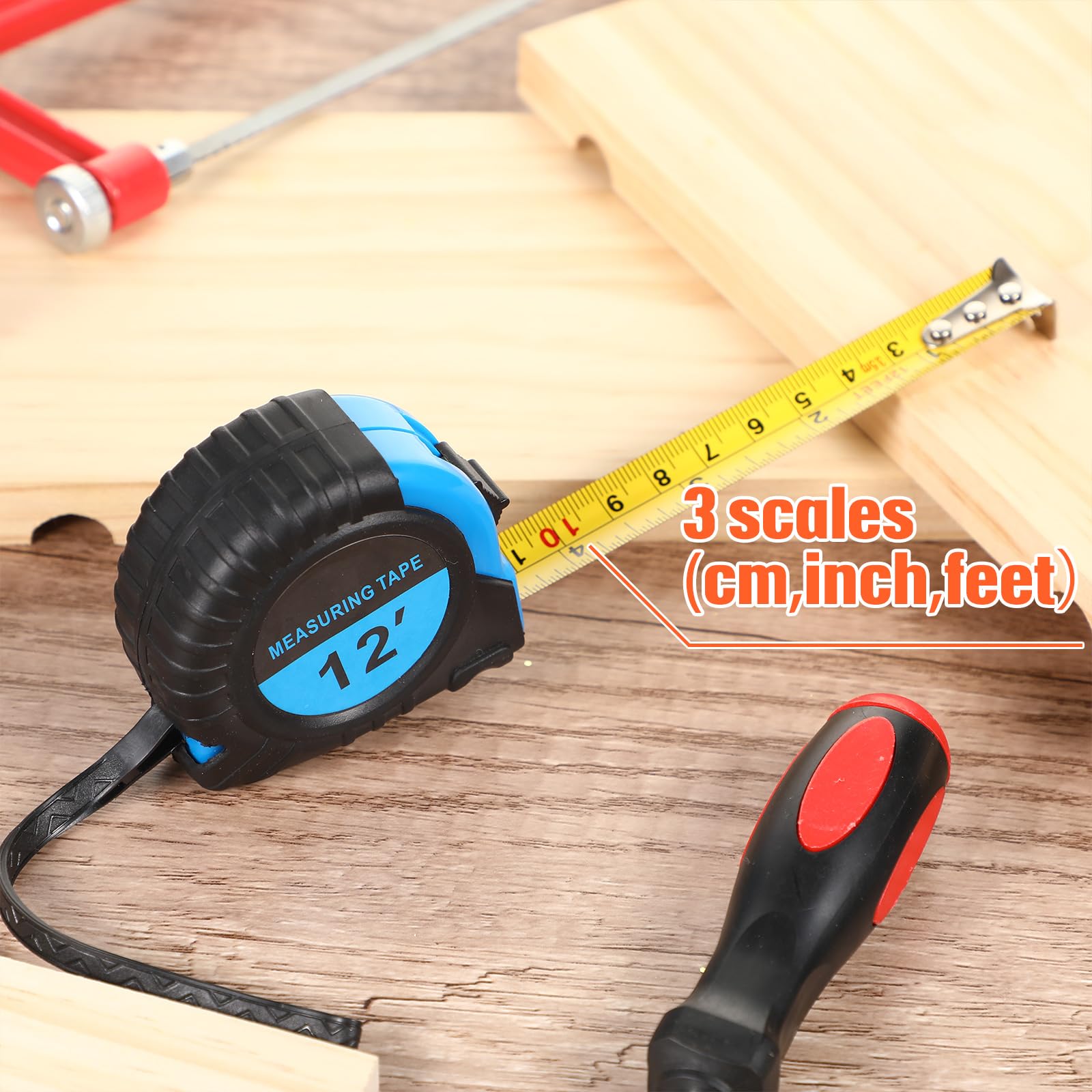 Copkim three-scale tape for inches, feet, and centimeters.