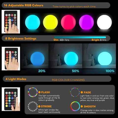 COPU LED Ball Light with remote control for easy color shifts from across the room.
