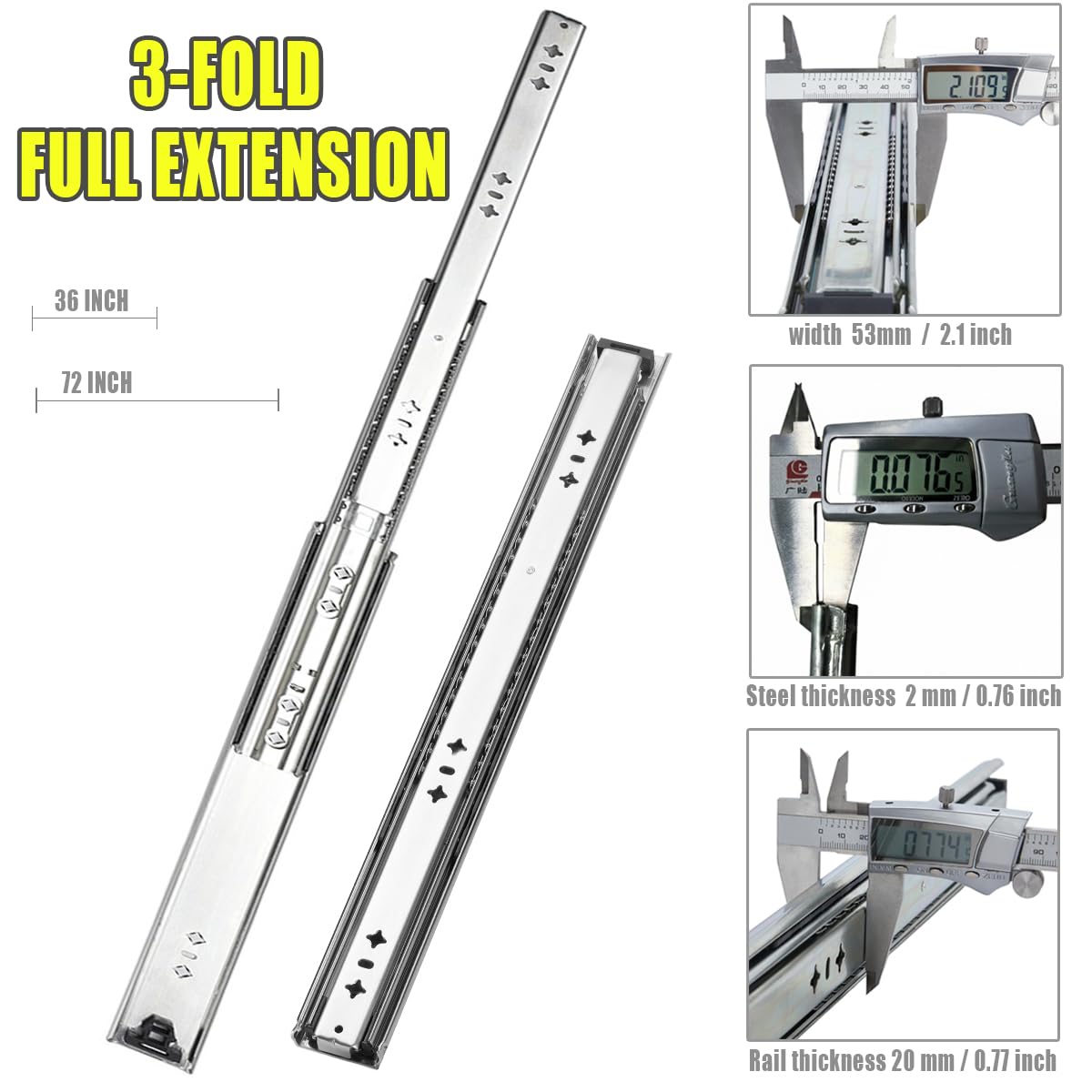Coralov ball-bearing slides glide smoothly, enhancing routine cabinet access.