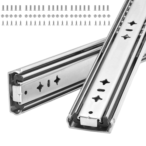 Coralov heavy-duty 36-inch drawer slides enable full-extension access for organized tool chests.