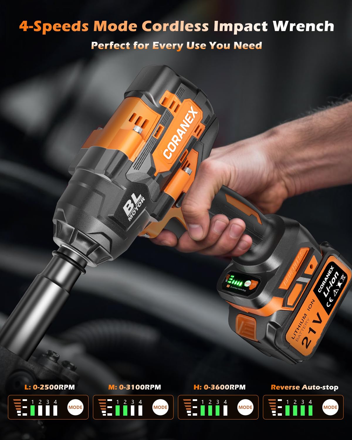 CORANEX ergonomic grip in hand reduces fatigue during extended use.