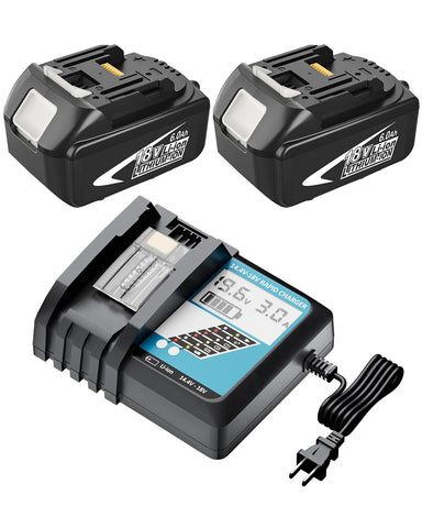 Coraybat 2Pack 6.0Ah battery front view powering Makita tools