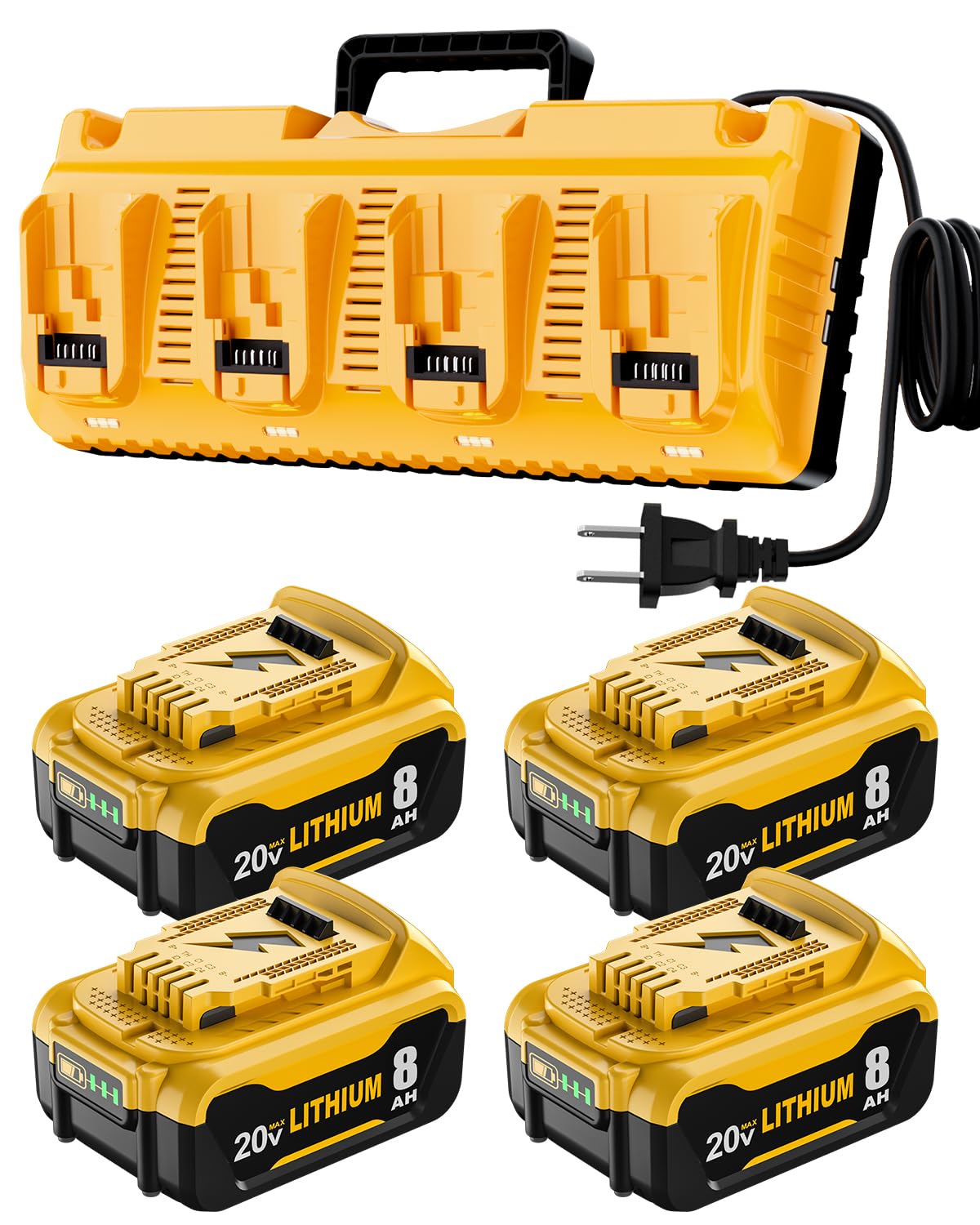Coraybat 4-pack 8.0Ah battery for Dewalt tools powers heavy-duty jobs