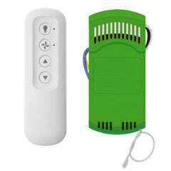 COREBAY receiver inside ceiling fan canopy showing universal compatibility with major ceiling fan brands.