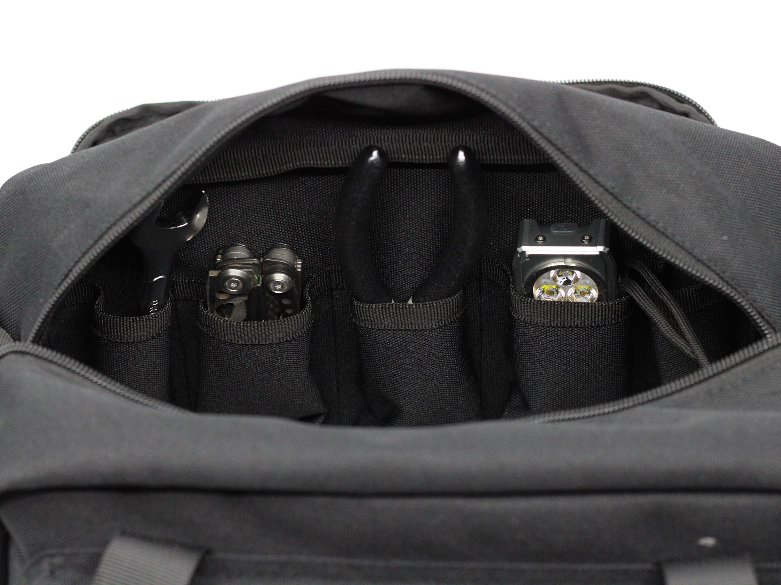 Coreflex 12-Inch Tool Bag MOLLE straps enable secure accessory attachment.