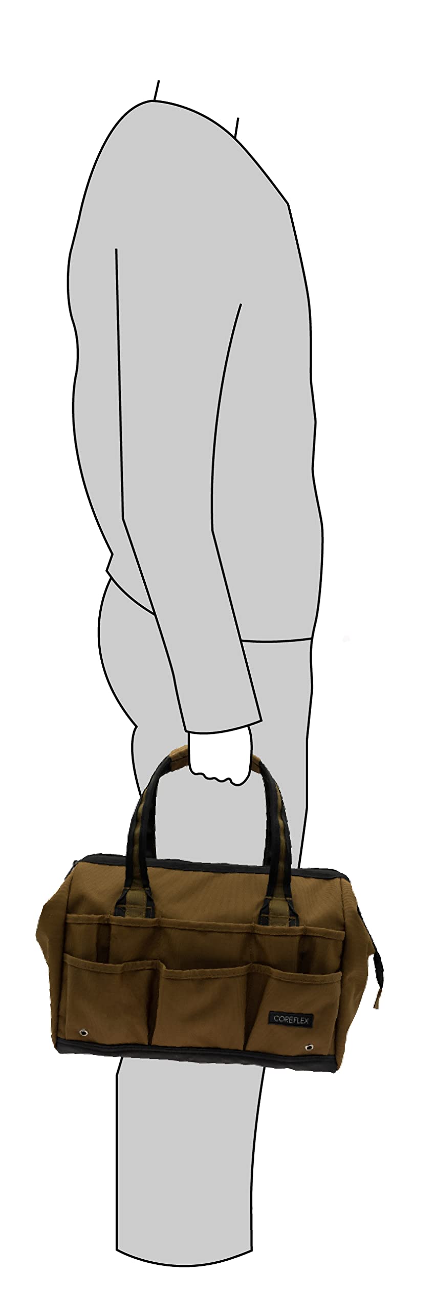 Coreflex internal metal frame keeps bag open for quick access