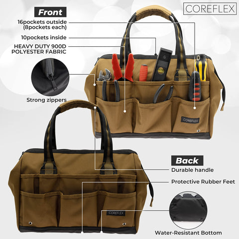 Coreflex wide-mouth bag open for easy access and quick organization