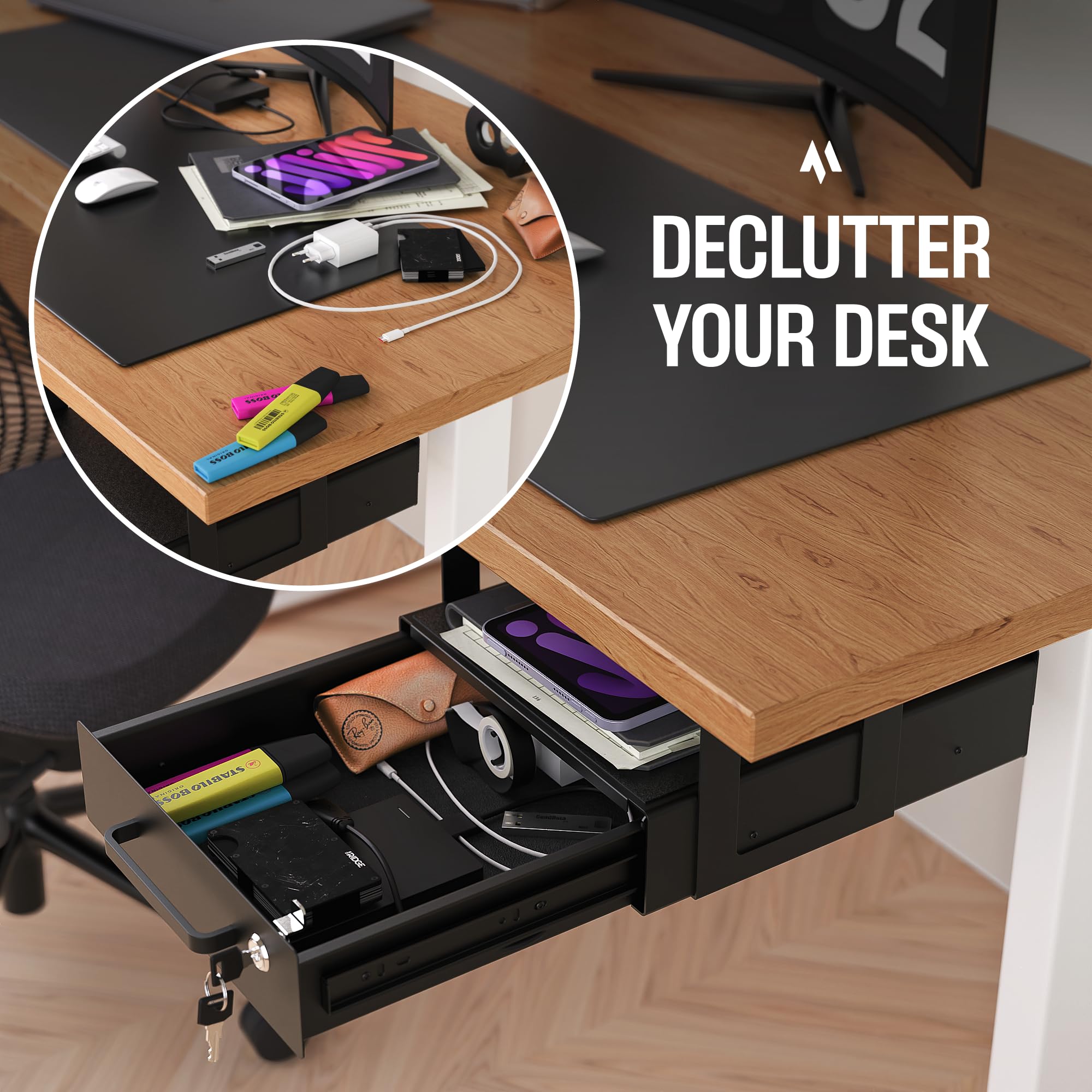 COREMINDED easy installation for under-desk drawer slide-out with included hardware.
