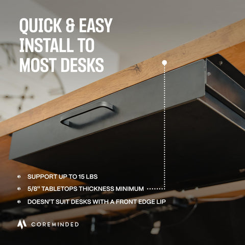 COREMINDED carbon steel drawer showcases premium matte black coating.