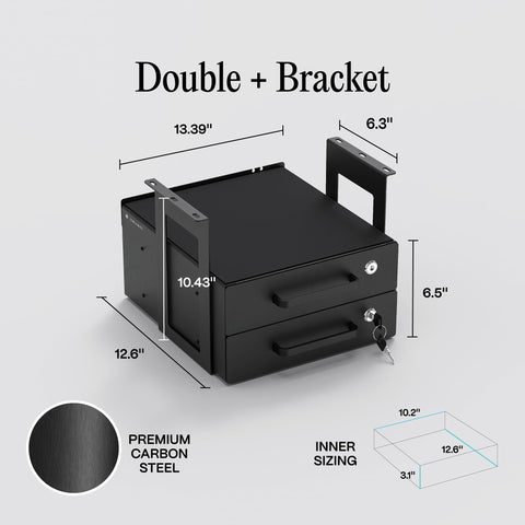COREMINDED lockable under-desk drawer slide-out enhances security for valuables during work.