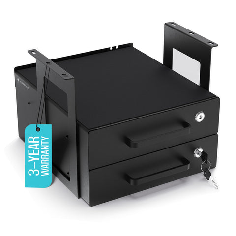 COREMINDED under-desk drawer slide-out with matte black finish offers durable storage for busy desks.