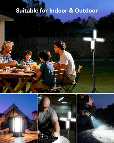 CORESLUX stand-mounted tripod adjusts height for comfortable overhead illumination.