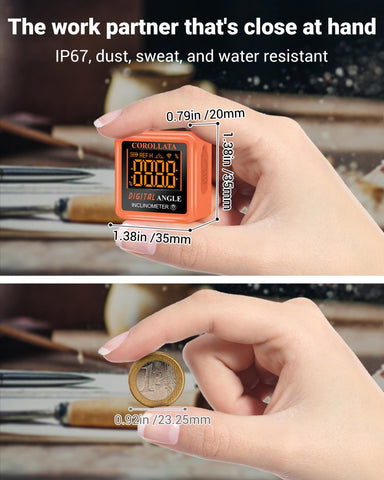 COROLLATA table-saw-compatible angle measurer improves bevel accuracy.