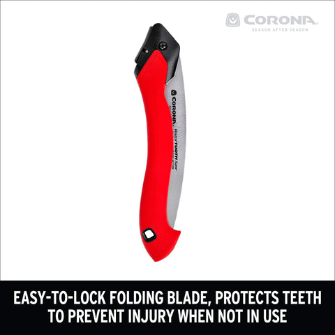 Corona RazorTOOTH high-carbon steel construction for durable cutting performance.