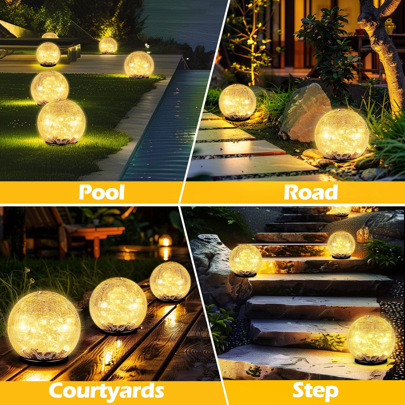 Coroor walkway garden solar globes illuminate paths safely and elegantly.