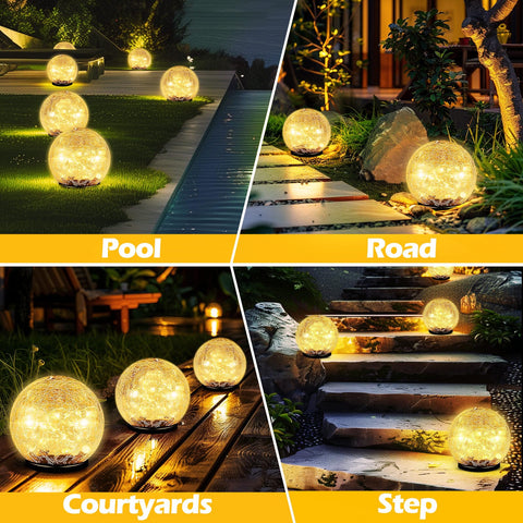 Coroor walkway garden solar globes illuminate paths safely and elegantly.