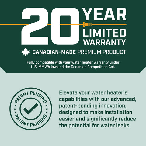 Works with 10–120 gallon tanks and most water heaters.