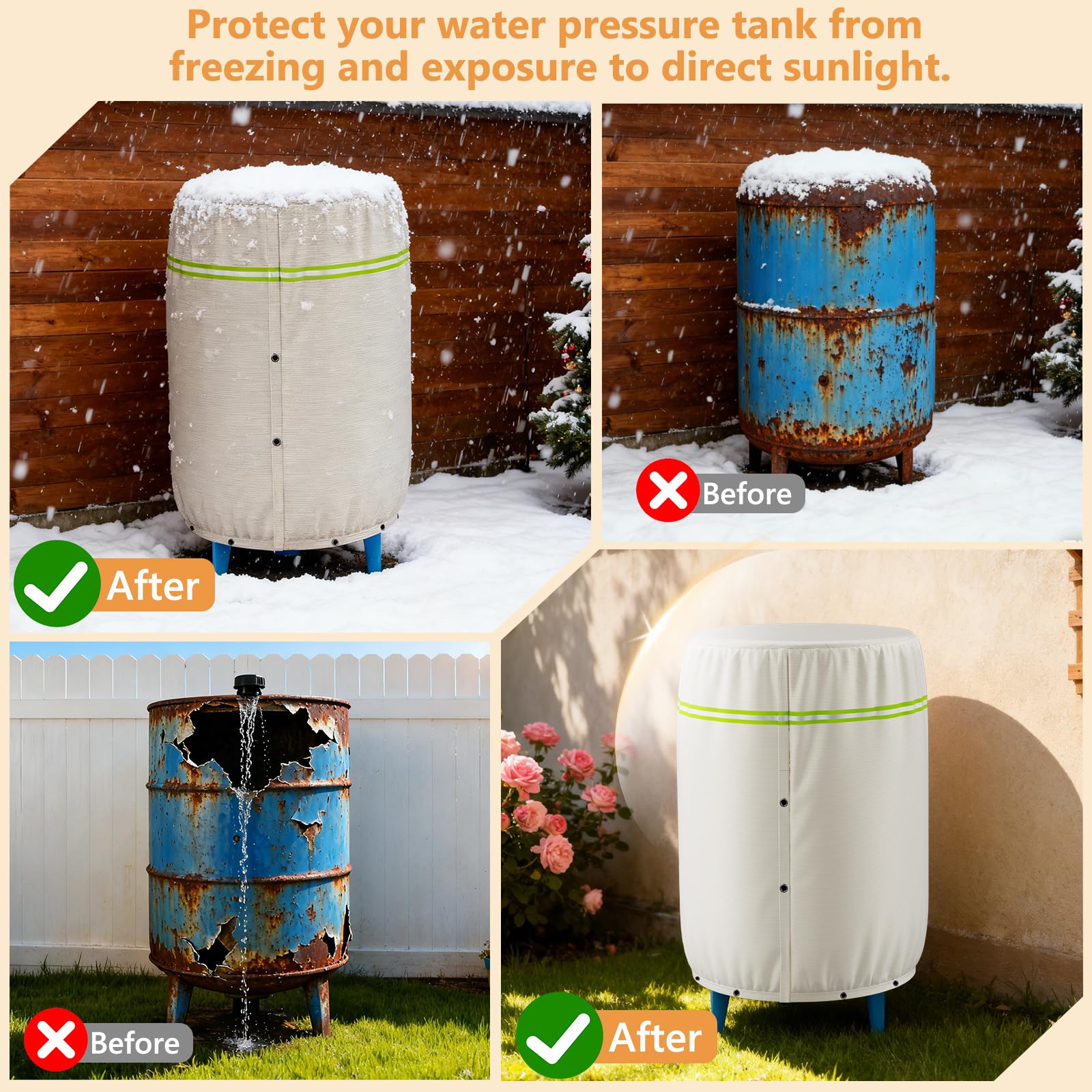 COSHNIBI freeze protection rated cover for outdoor tanks.