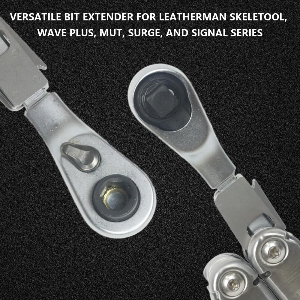 Cosmedge 2in1 EDC ratchet in use with Leatherman multitool accessories.