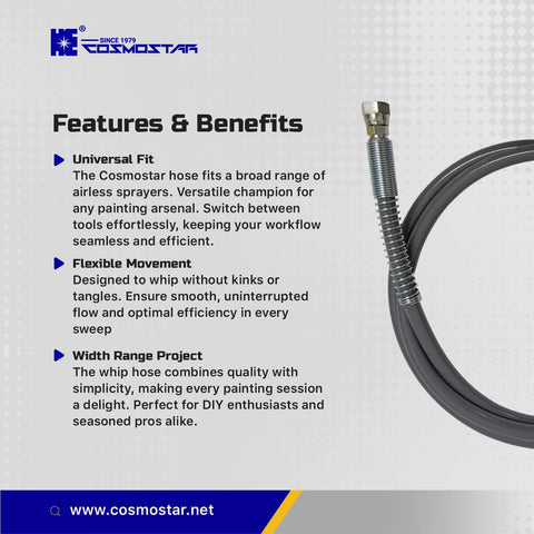 Cosmostar easy-to-use hose supports comfortable operation during sessions.