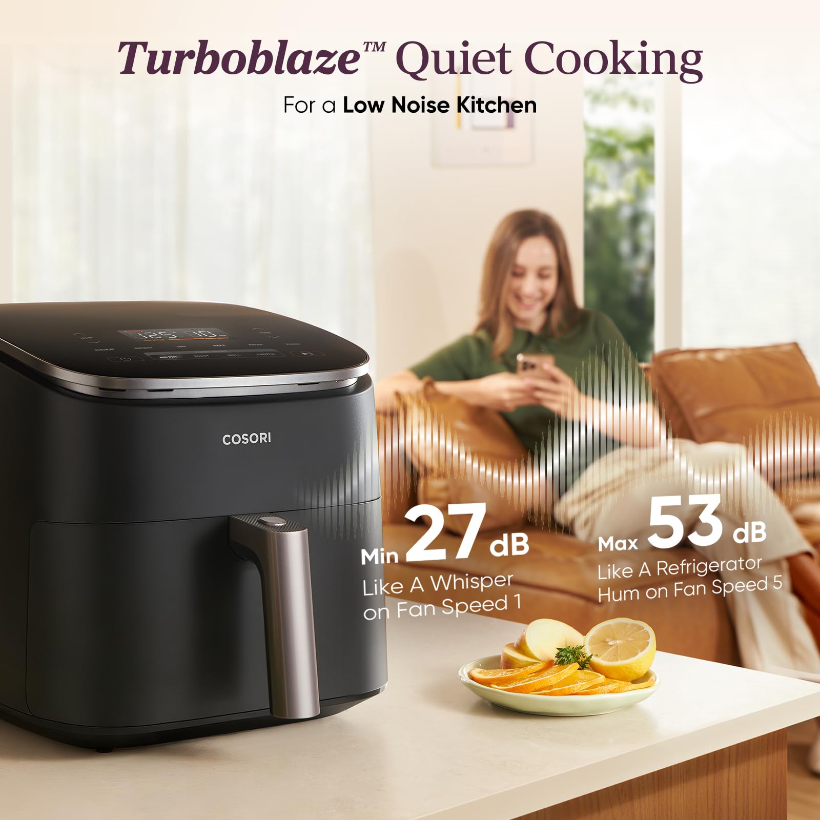 Cosori TurboBlaze automatic resume feature after basket reinsertion.