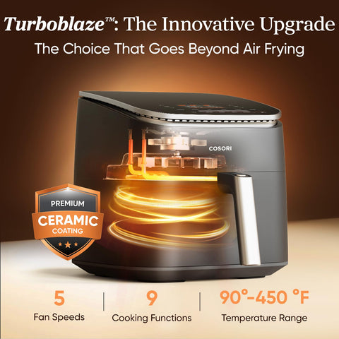Cosori TurboBlaze crisper tray showing nonstick surface for effortless cleanup.