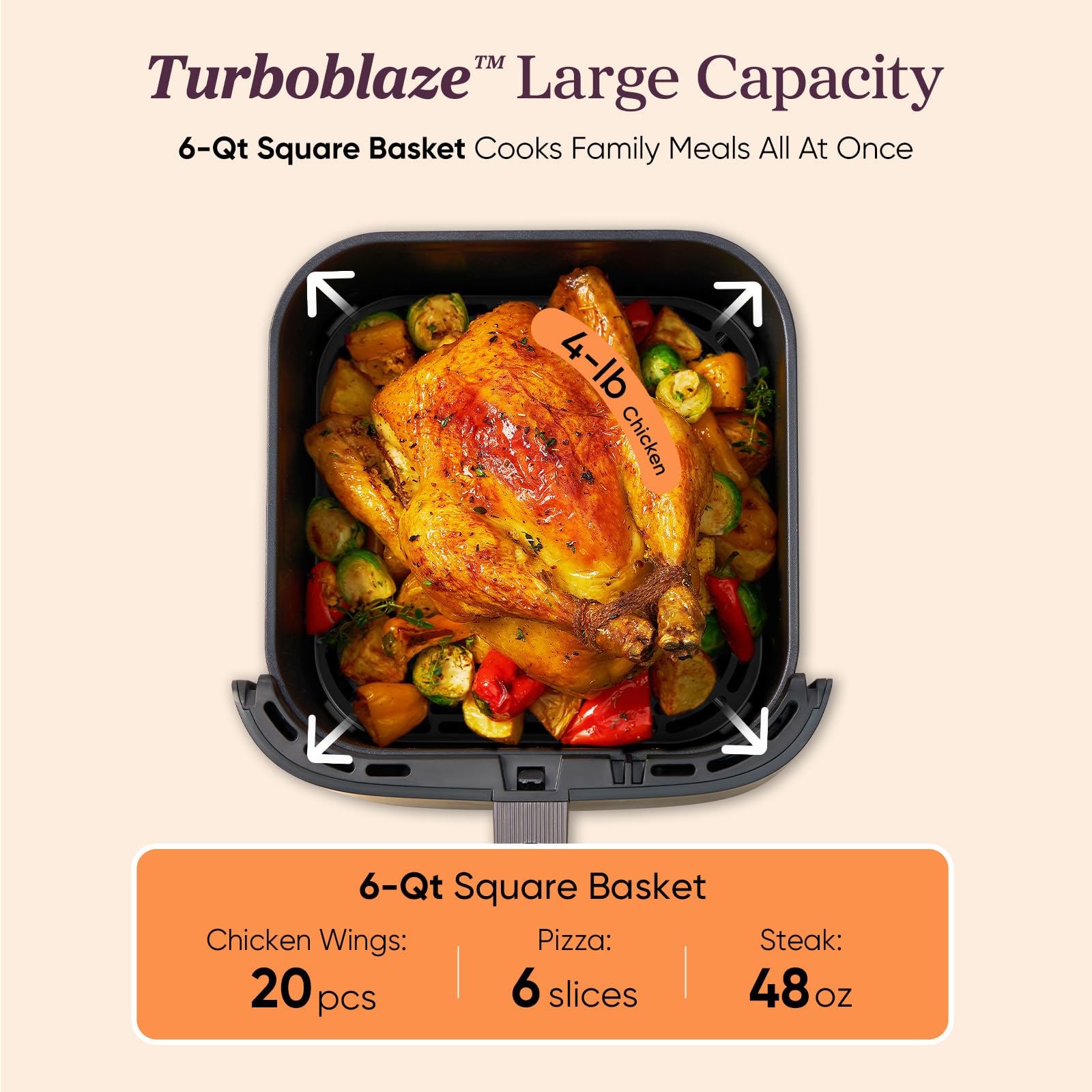 Cosori TurboBlaze recipe book envelope included for guided cooking ideas.