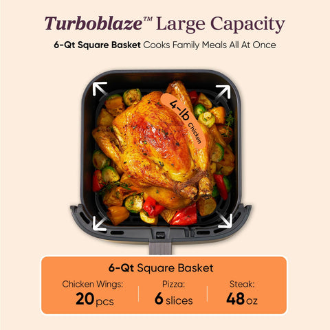 Cosori TurboBlaze recipe book envelope included for guided cooking ideas.