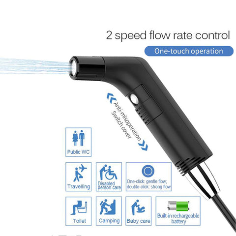 COSWE bidet nozzle at 180-degree angle for full coverage.