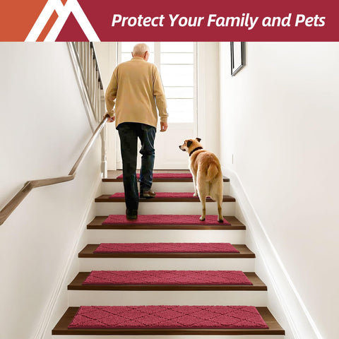 COSY HOMEER 28x9 red stair mat in a compact footprint