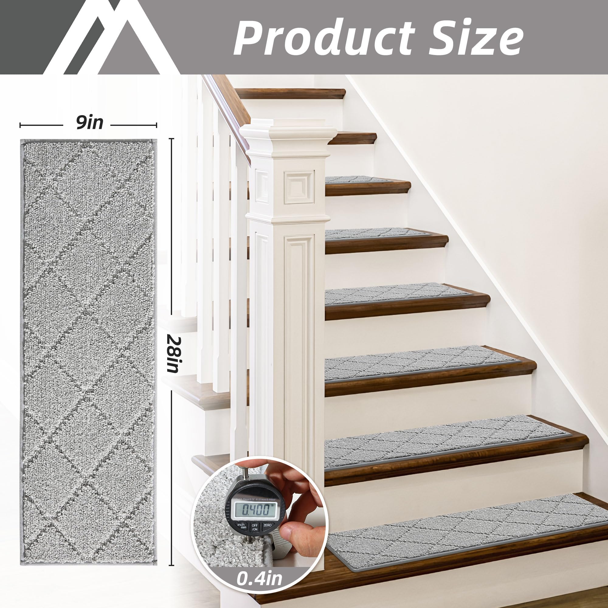 COSY HOMEER durable polyester stair tread grey for busy homes.
