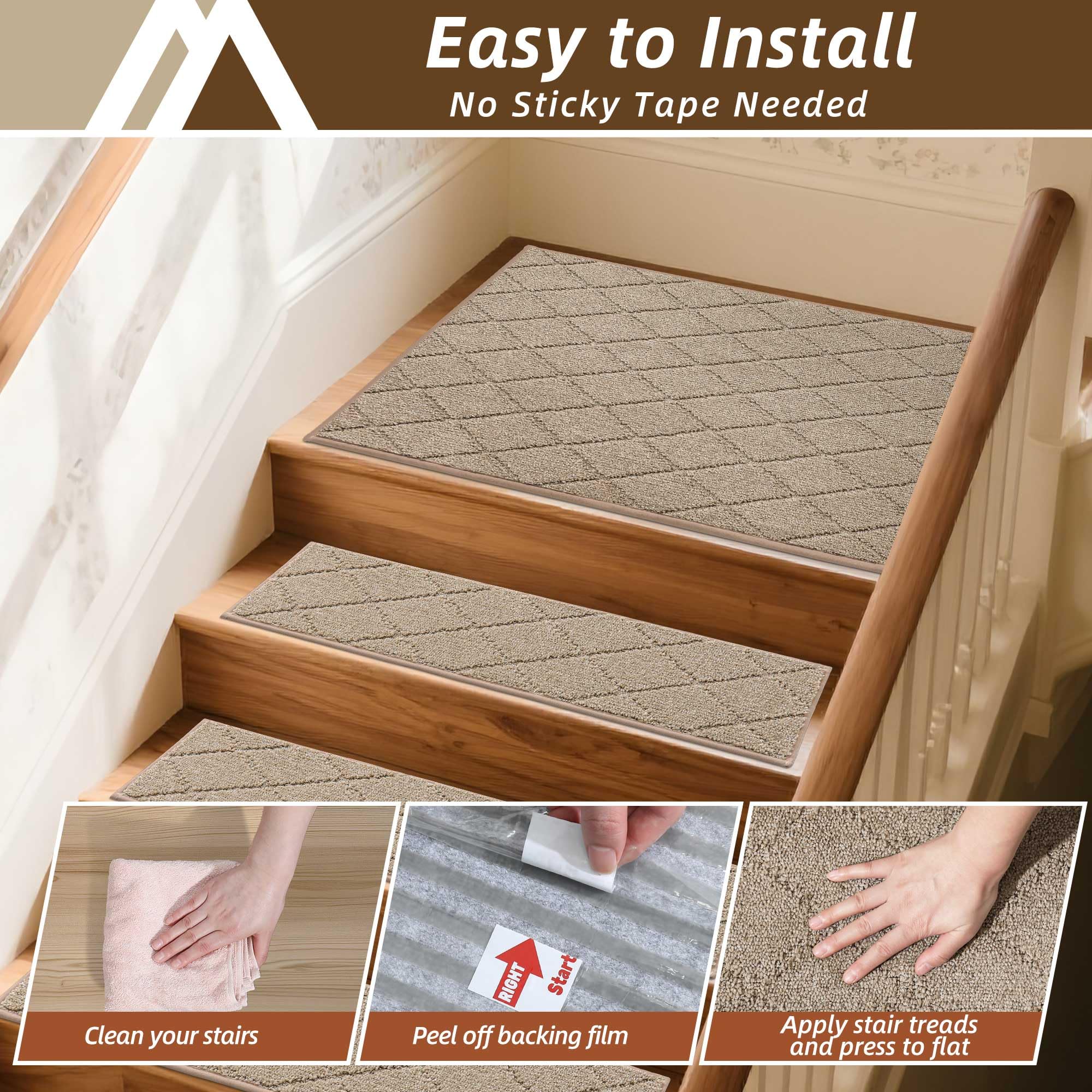 COSY HOMEER Edging Stair Treads beige anti-slip detail for busy stairs