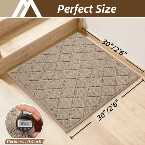 COSY HOMEER Edging Stair Treads beige back view, easy peel-and-stick with residue-free repositioning