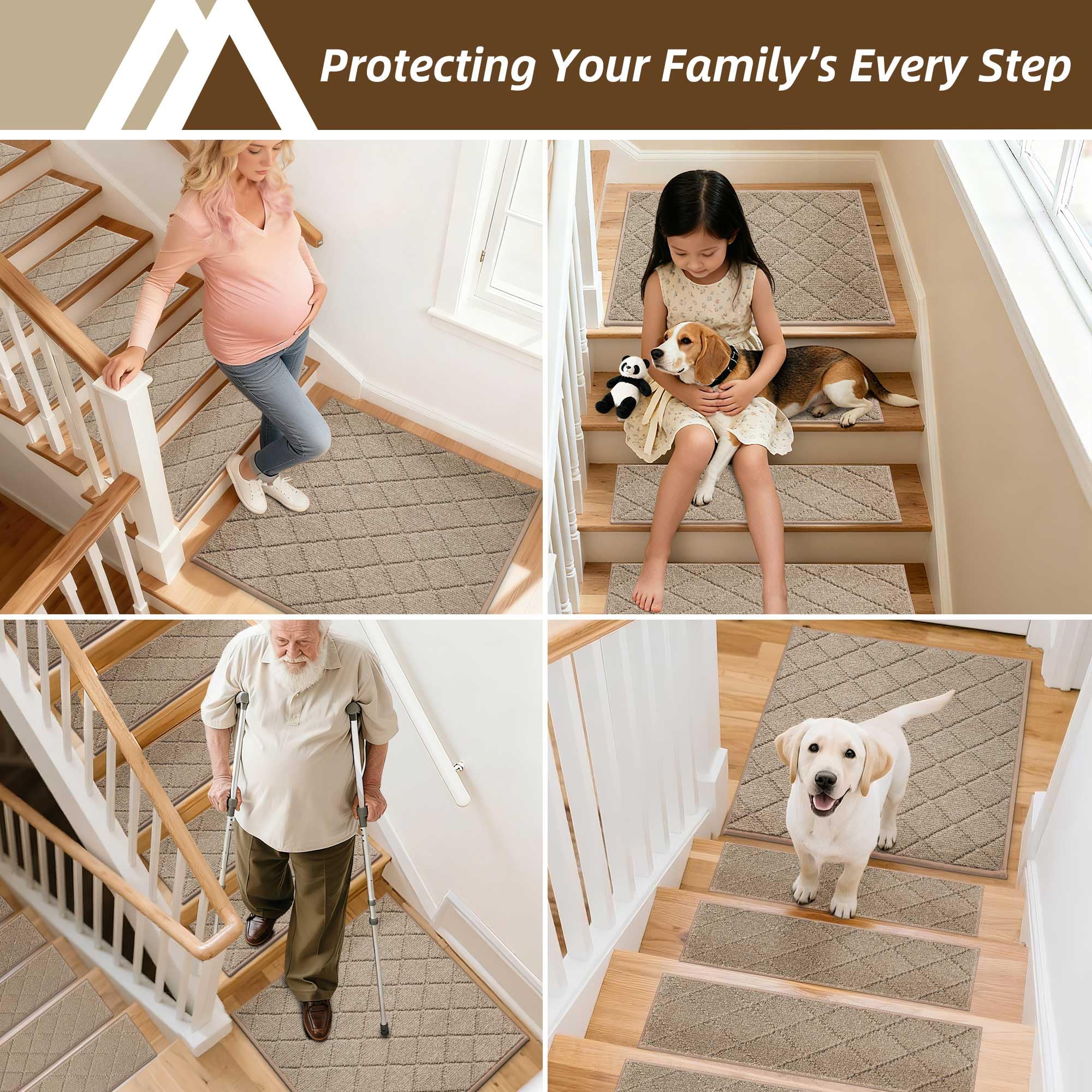 COSY HOMEER Edging Stair Treads beige water-friendly grip on wet floors