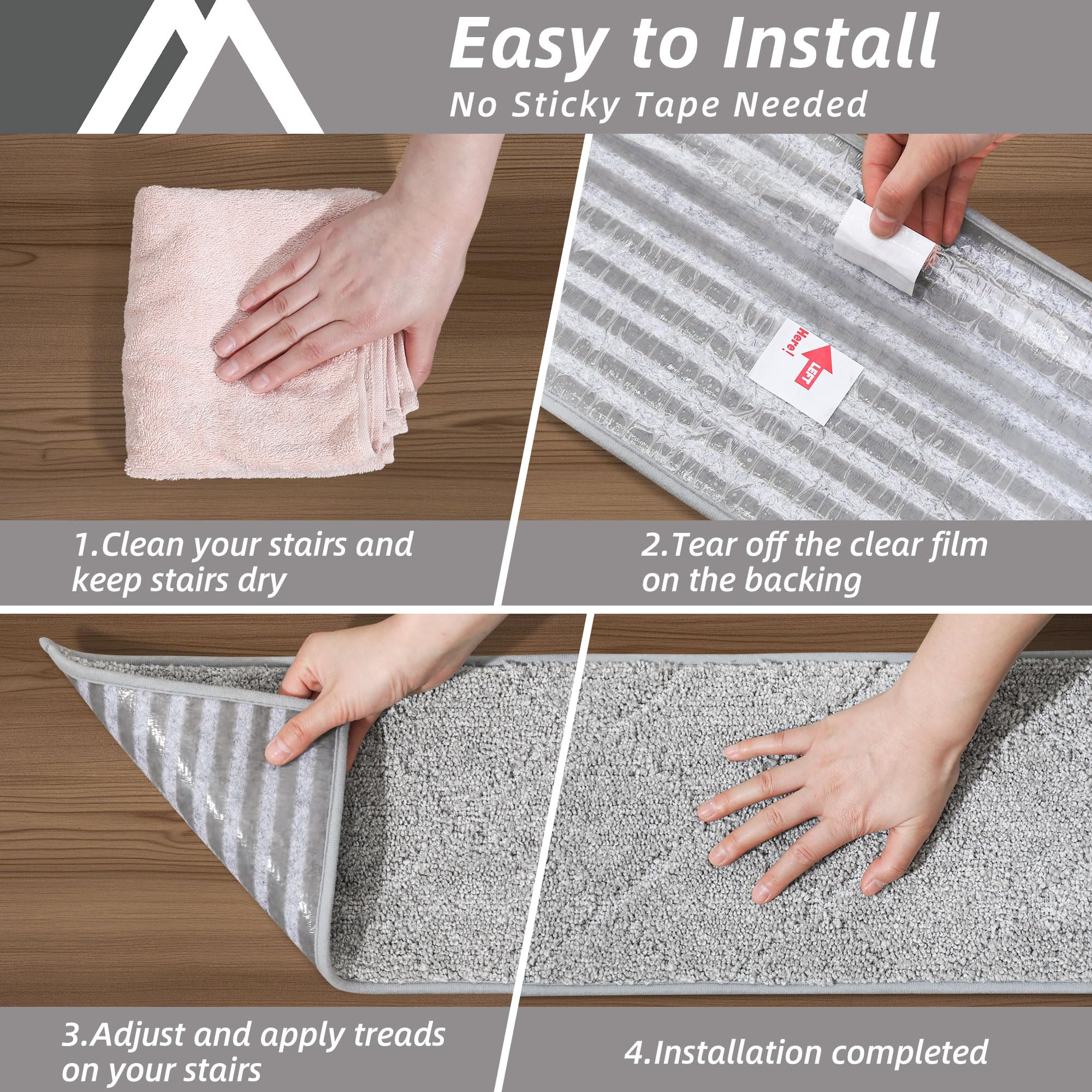COSY HOMEER low profile stair rug grey stays unobtrusive.