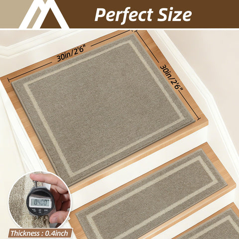COSY HOMEER stair rug close-up shows peel-and-stick anti-slip strip for easy repositioning