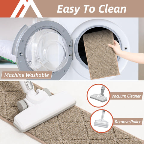 COSY HOMEER peel-and-stick installation demonstrated on hardwood stairs.