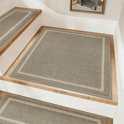 COSY HOMEER stair landing rug on wood steps with non-slip backing for safer footing