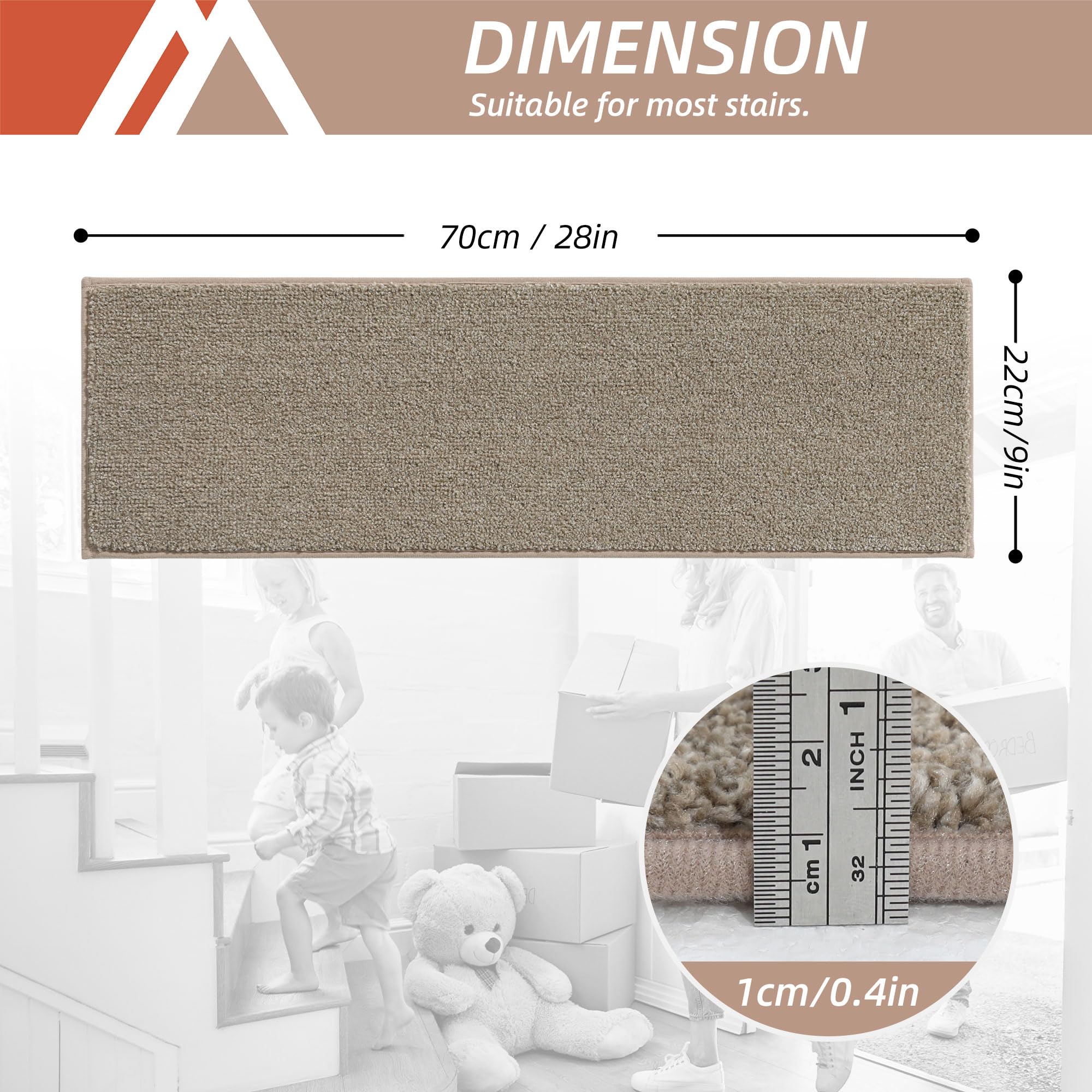 COSY HOMEER soft polyester stair tread feels gentle underfoot and reduces fatigue