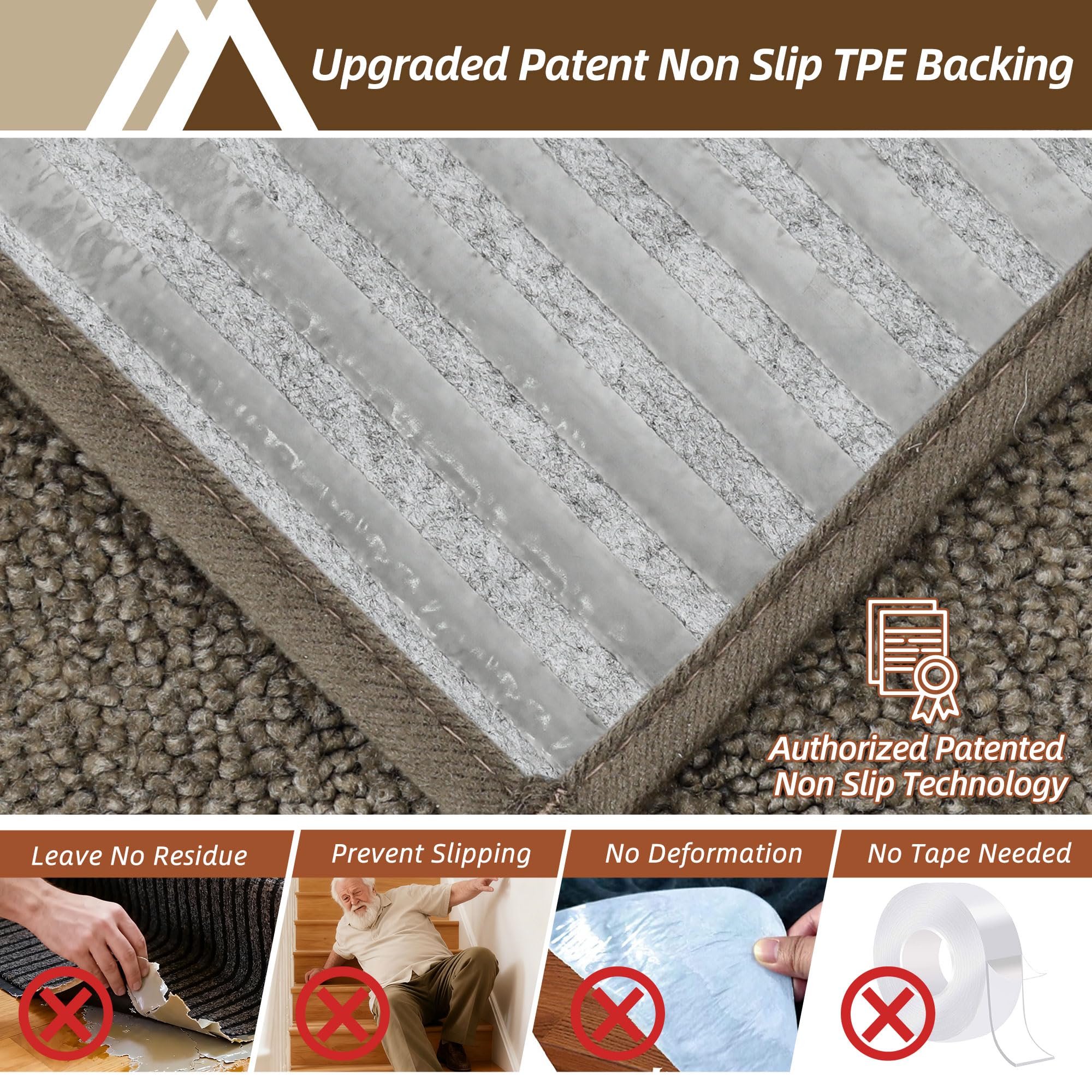 COSY HOMEER stair treads with built-in anti-slip strips for safer climbing.