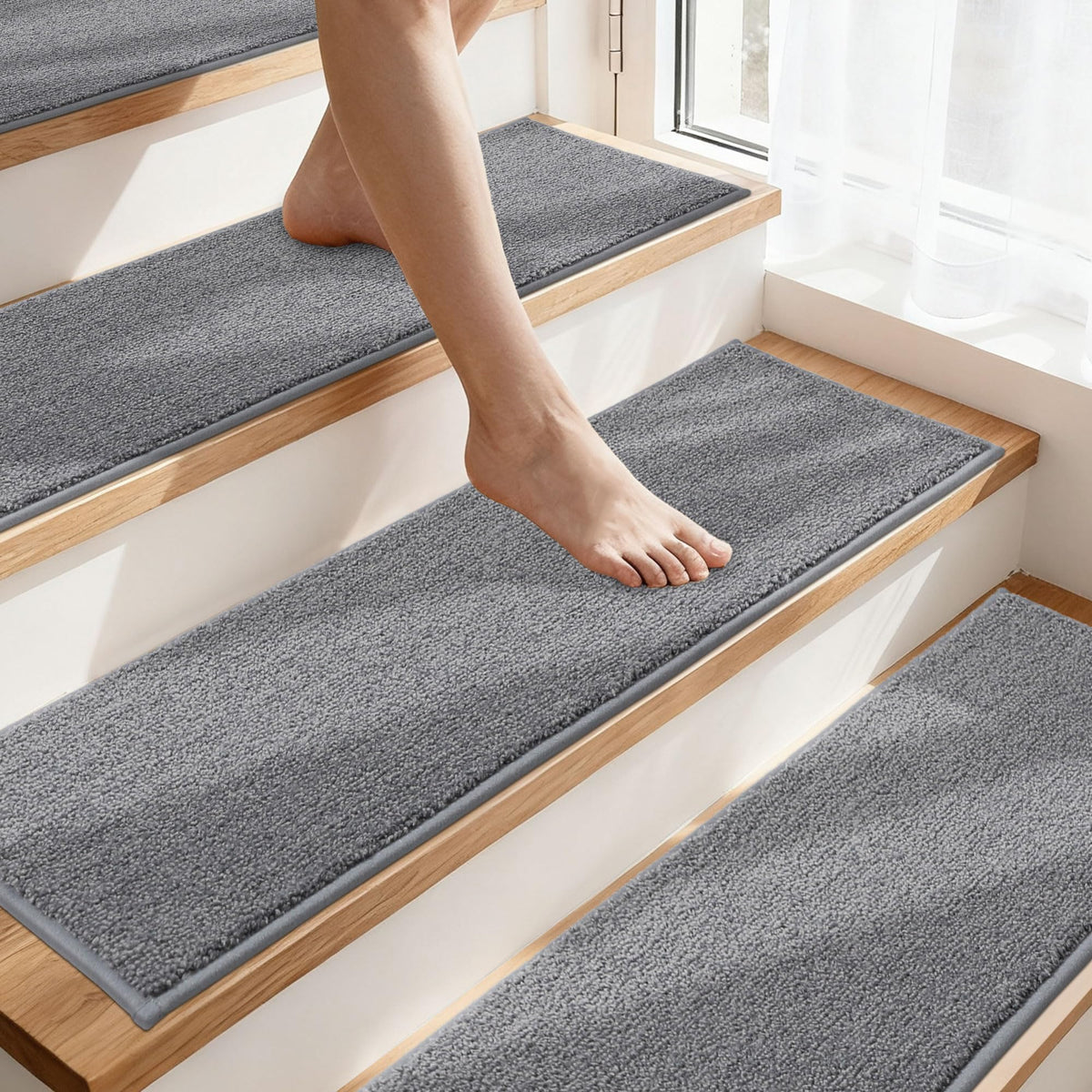 COSY HOMEER anti-slip strip on stair tread for secure footing on wooden stairs