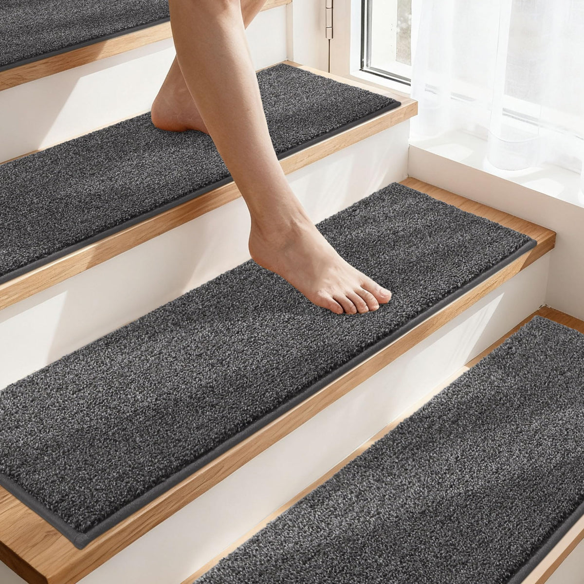 COSY HOMEER stair treads with anti-slip strip keep stairs secure.