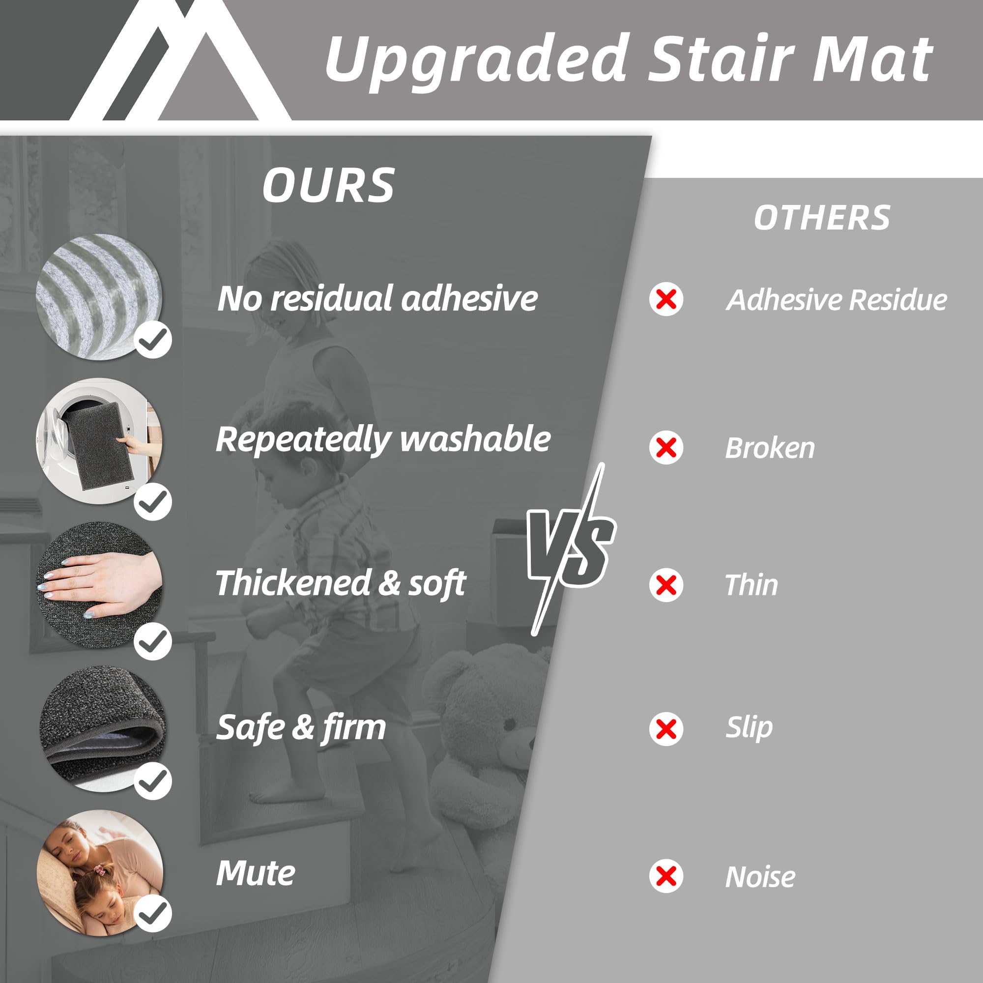COSY HOMEER non-slip design reduces stair noise for a calmer home.