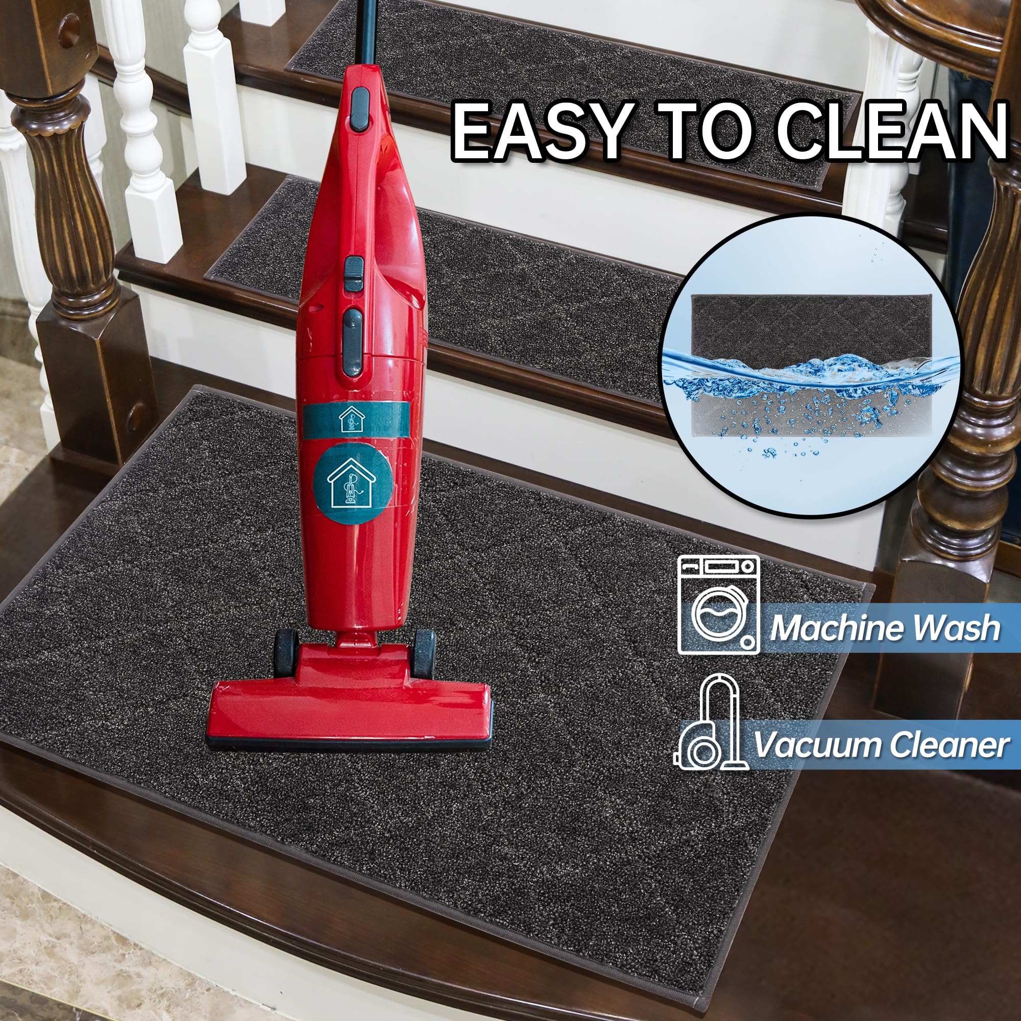 COSY HOMEER TPE-backed stair mat sticks securely without residue