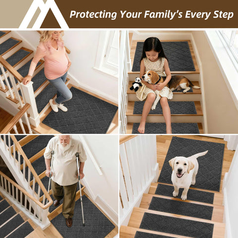 COSY HOMEER washable non-slip stair mats stay secure after washing