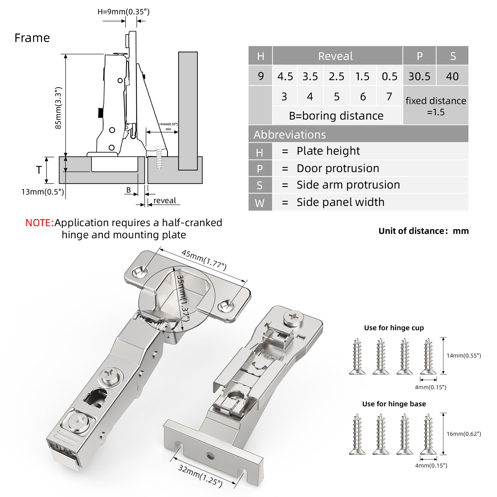 Cosycove 110-degree opening hinge for broad access