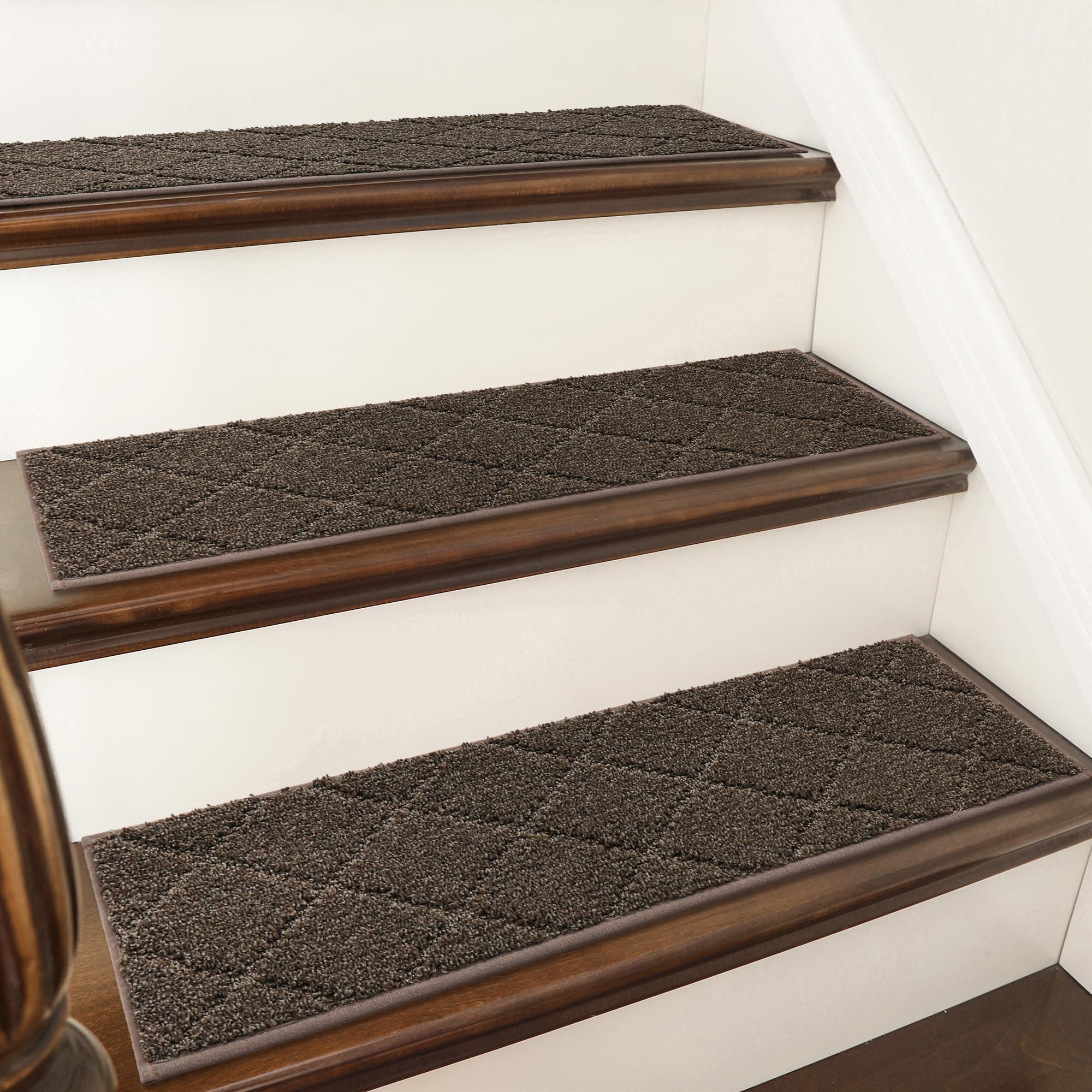 COSY HOMEER edging stair treads front view on wooden stairs reduce slips