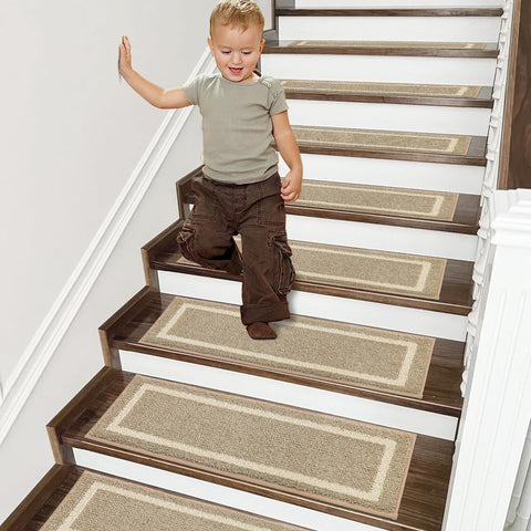 COSY HOMEER Soft Stair Treads 28x9 on wooden stairs for stable grip