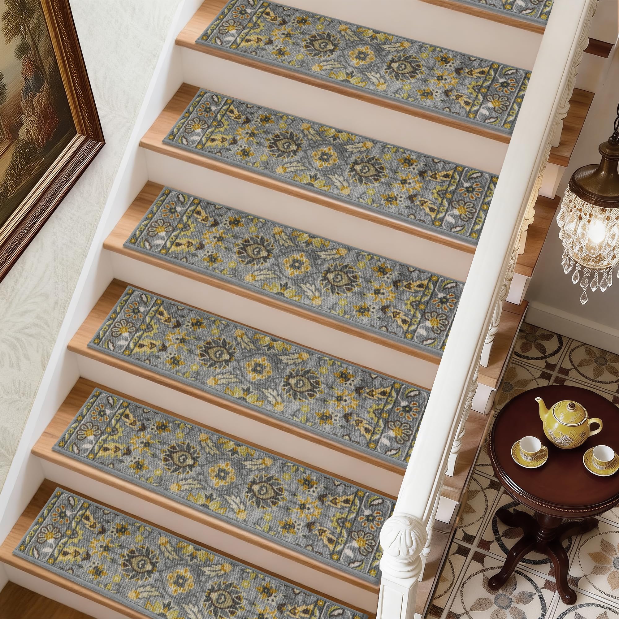 COSY HOMEER washable stair treads stay clean with regular vacuuming and machine washing.